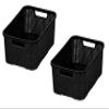 BranQ Home essential Set of 2 Rattan Baskets Large 19 Litres BPA-Free PP Plastic 38 x 27.8 x 18.5 cm Black view 1