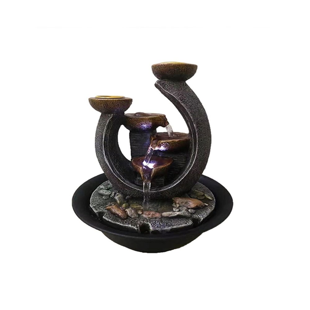 HNHYNSY Tabletop Waterfall Multifunction Indoor Water Fountain and Candle Holders with LED Lights Three Tier Soothing Cascading Tabletop Fountains with Rocks Tabletop Water Fountain (Color : A)