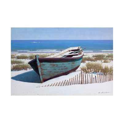 Trademark Fine Art 'Blue Boat on Beach' Canvas Art by Zhen Huan Lu