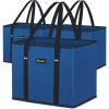 BALEINE 3Pk Reusable Grocery Bags, Foldable Shopping Bags for Groceries with Reinforced Bottom & Handles (Blue) view 1