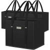 BALEINE 3Pk Reusable Grocery Bags, Foldable Shopping Bags for Groceries with Reinforced Bottom & Handles (Black) view 1