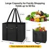 BALEINE 3Pk Reusable Grocery Bags, Foldable Shopping Bags for Groceries with Reinforced Bottom & Handles (Black) view 2