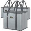 BALEINE 3Pk Reusable Grocery Bags, Foldable Shopping Bags for Groceries with Reinforced Bottom & Handles (Gray) view 1