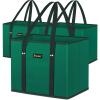 BALEINE 3Pk Reusable Grocery Bags, Foldable Shopping Bags for Groceries with Reinforced Bottom & Handles (Green) view 1