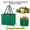 BALEINE 3Pk Reusable Grocery Bags, Foldable Shopping Bags for Groceries with Reinforced Bottom & Handles (Green) view 2
