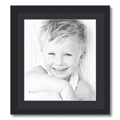 ArtToFrames 15x17 inch Satin Black Picture Frame with 2 Inch Single Black Mat, SingleMat-FRBW26079-15x17-89