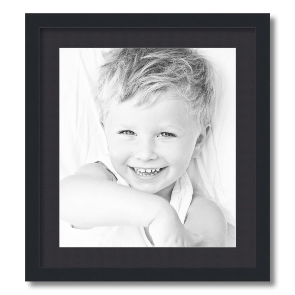 ArtToFrames 15x17 inch Satin Black Picture Frame with 2 Inch Single Black Mat, SingleMat-FRBW26079-15x17-89