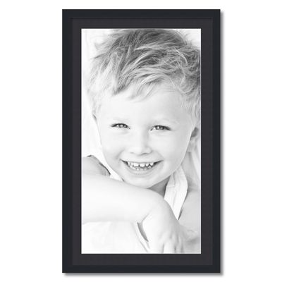 ArtToFrames 18x34 inch Satin Black Picture Frame with 2 Inch Single Black Mat, SingleMat-FRBW26079-18x34-89