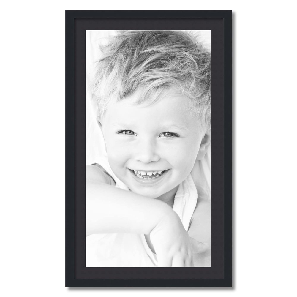 ArtToFrames 18x34 inch Satin Black Picture Frame with 2 Inch Single Black Mat, SingleMat-FRBW26079-18x34-89