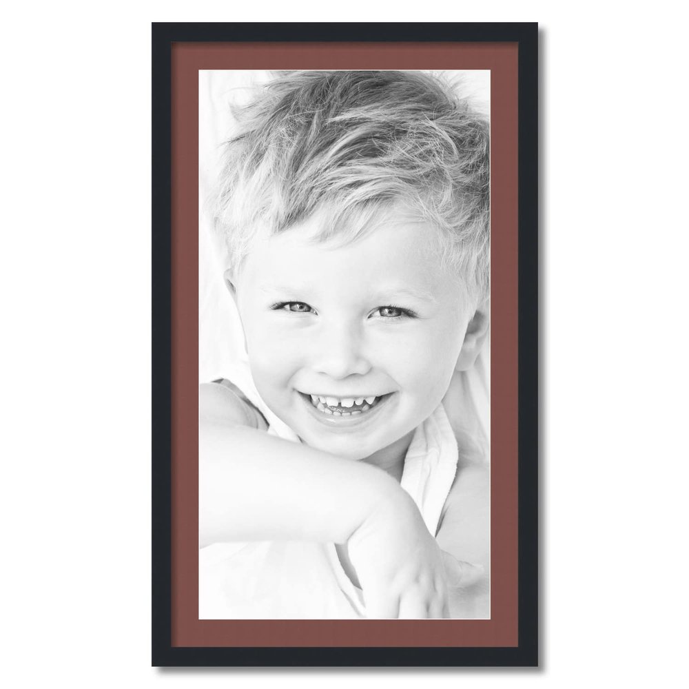 ArtToFrames 18x34 inch Satin Black Picture Frame with 2 Inch Single Brique Mat, SingleMat-FRBW26079-18x34-760