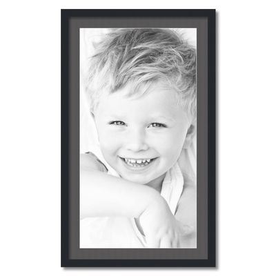 ArtToFrames 18x34 inch Satin Black Picture Frame with 2 Inch Single Charcoal Mat, SingleMat-FRBW26079-18x34-41