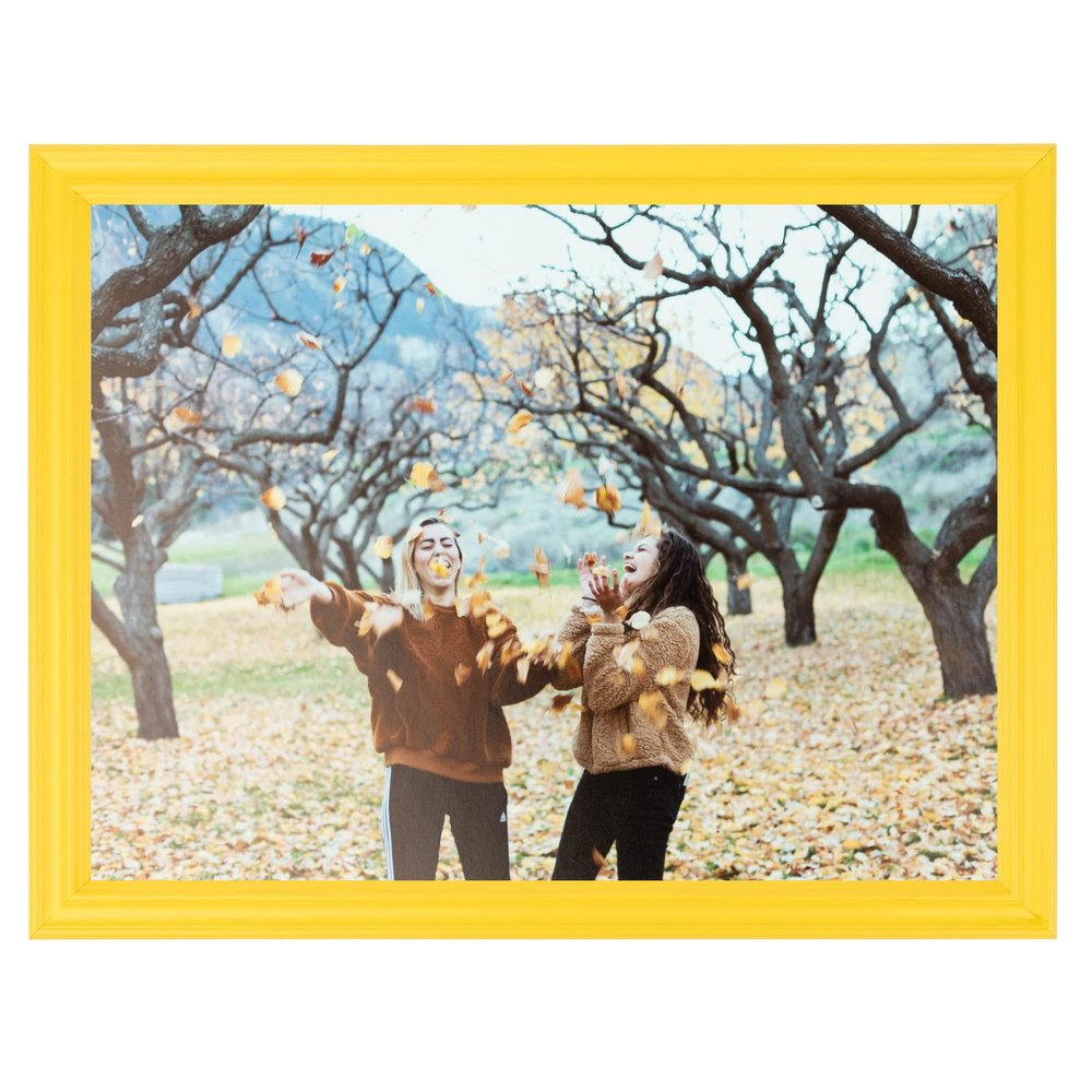 ArtToFrames 16x16 Inch Yellow Picture Frame, This 1.00 Inch Custom Wood Poster Frame is Yellow - Comes with Foam Backing 3/16 inch and Regular Glass (FBPL0066-60823-YYLW-16x16)