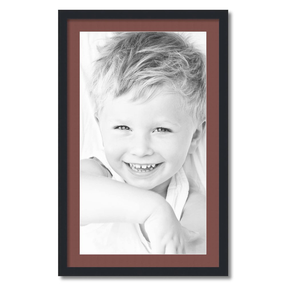 ArtToFrames 17x30 inch Satin Black Picture Frame with 2 Inch Single Brique Mat, SingleMat-FRBW26079-17x30-760