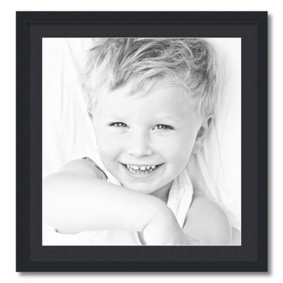 ArtToFrames 22x23 inch Satin Black Picture Frame with 2 Inch Single Black Mat, SingleMat-FRBW26079-22x23-89