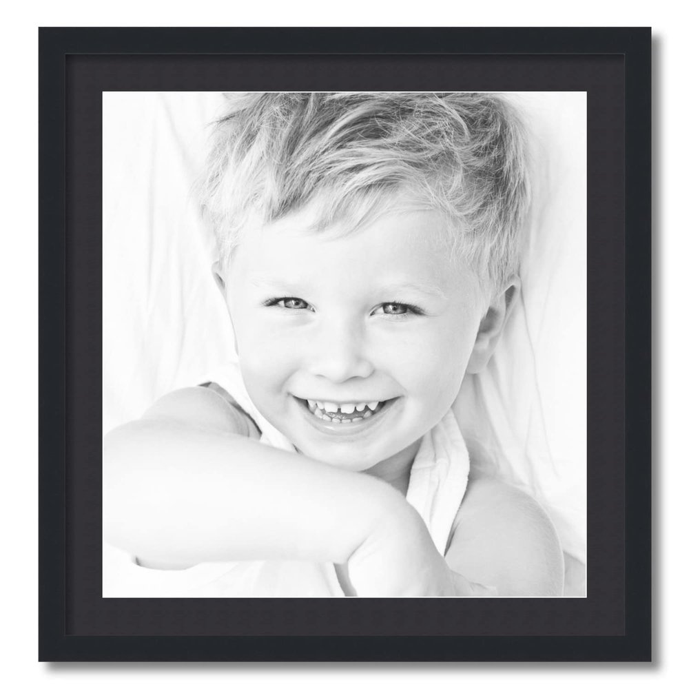 ArtToFrames 22x23 inch Satin Black Picture Frame with 2 Inch Single Black Mat, SingleMat-FRBW26079-22x23-89