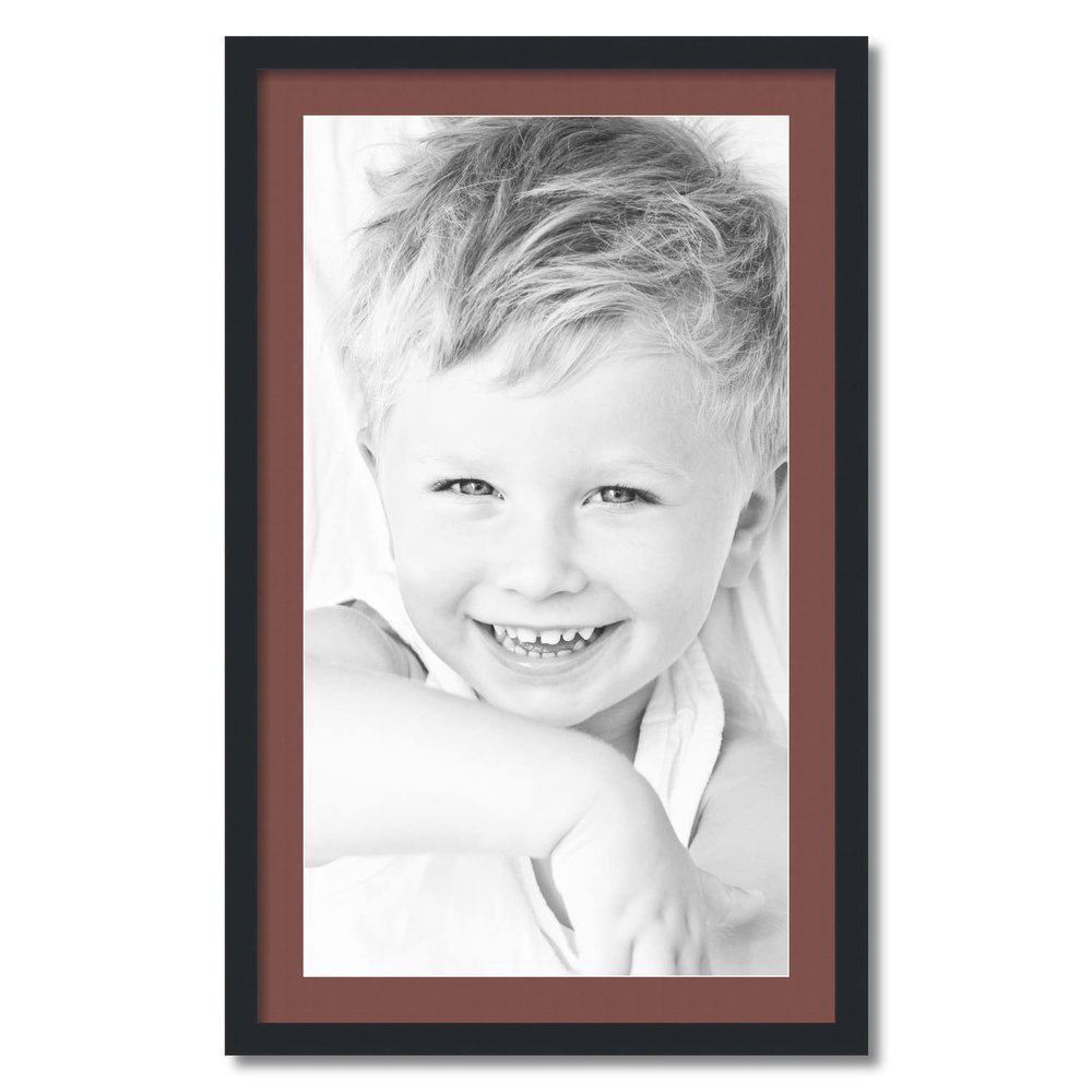 ArtToFrames 18x32 inch Satin Black Picture Frame with 2 Inch Single Brique Mat, SingleMat-FRBW26079-18x32-760