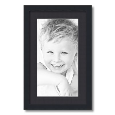 ArtToFrames 9x17 inch Satin Black Picture Frame with 2 Inch Single Black Mat, SingleMat-FRBW26079-9x17-89