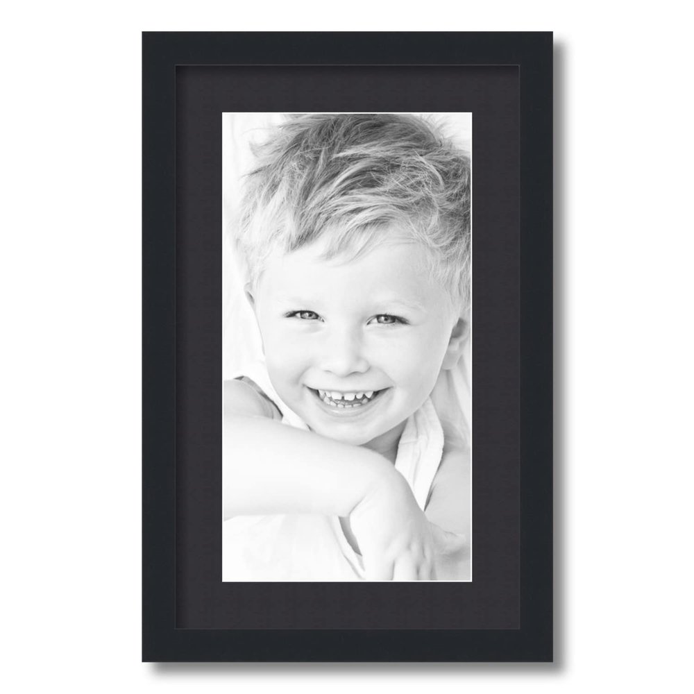 ArtToFrames 9x17 inch Satin Black Picture Frame with 2 Inch Single Black Mat, SingleMat-FRBW26079-9x17-89