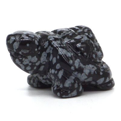 1.5" Turtle Tortoise Statue Stone Carving Natural Gemstone Crystal Animal Figurine Home Decoration 1pc,Snowflake Obsidian