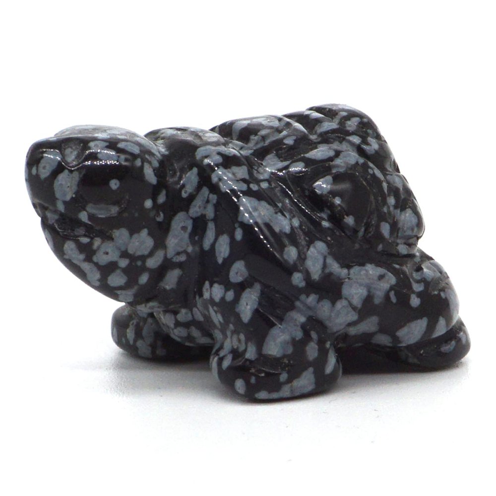 1.5" Turtle Tortoise Statue Stone Carving Natural Gemstone Crystal Animal Figurine Home Decoration 1pc,Snowflake Obsidian