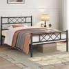Yaheetech Twin XL Size Metal Platform Bed Frame with Simple Headboard and Footboard, Mattress Foundation for Under Bed Storage, Steel Slat Support, No Box Spring Needed, Easy Assembly, Black view 3