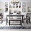 6 Piece Dining Table Set, Solid Wood Rectangular Dining Table, 4 Upholstered Chair and Bench, Rustic Family Furniture (Gray+S#) view 1