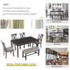 6 Piece Dining Table Set, Solid Wood Rectangular Dining Table, 4 Upholstered Chair and Bench, Rustic Family Furniture (Gray+S#) view 3