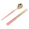 Travel Utensils Set, Oxidation Resistance Easy To Clean Surface Reusable Utensils Set Wide Applications for Hotels for Families(Pink gold) view 1