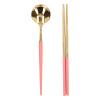 Travel Utensils Set, Oxidation Resistance Easy To Clean Surface Reusable Utensils Set Wide Applications for Hotels for Families(Pink gold) view 3