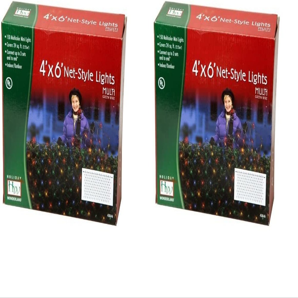Holiday Wonderland 48951-88 150-Count Multi Color Christmas Lights Net Mesh Light Set / Tree Wrap 4 x 6 Feet (Tw k)
