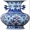 HTL Vases for Decor GraveDecoration Living Room Flower Arrangement Antique Blue and White Porcelain Ears Classical Decoration 49 * 27cm for Flowers view 1