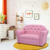 GLACER Kids Sofa, 2 Seats Couch Lounger Chair, PU Leather Upholstered Armrest Chair, Children Loveseat Sofa Bed for Living Room, Playroom, Mini Double Foam Play Couch for Girls, Princess Style view 1