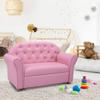 GLACER Kids Sofa, 2 Seats Couch Lounger Chair, PU Leather Upholstered Armrest Chair, Children Loveseat Sofa Bed for Living Room, Playroom, Mini Double Foam Play Couch for Girls, Princess Style view 3