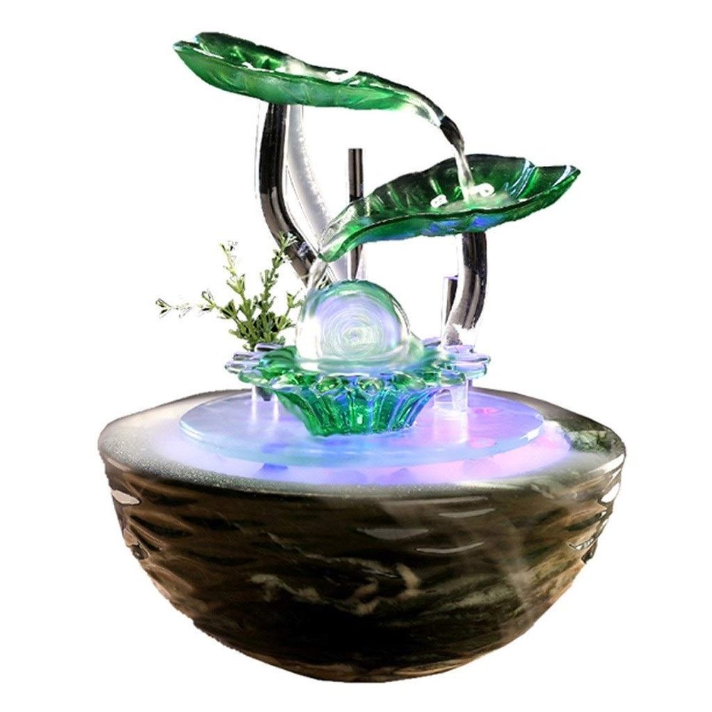 YKHB Tabletop Fountain Tabletop Fountain Ceramic Glass Desktop Fountain Humidifier Feng Shui Water Fountain Lucky Office Decoration 10.63 Inches Best Gift