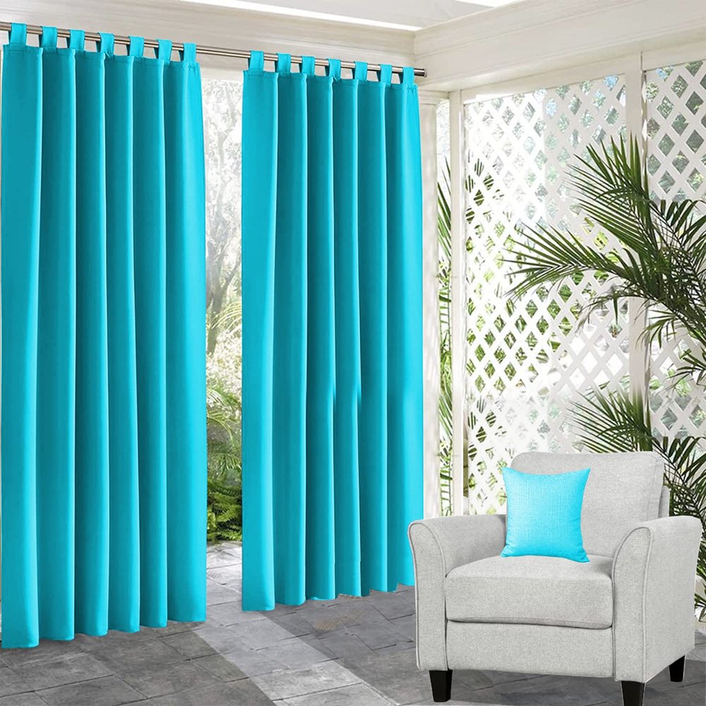 Modern Decorative Tab Top Solid Curtain, Living Room, Window Treatments Draperies for Bedroom Polyester Blend (Turquoise, 56 Inch Wide by 72 Inch Long- 1 Panel)