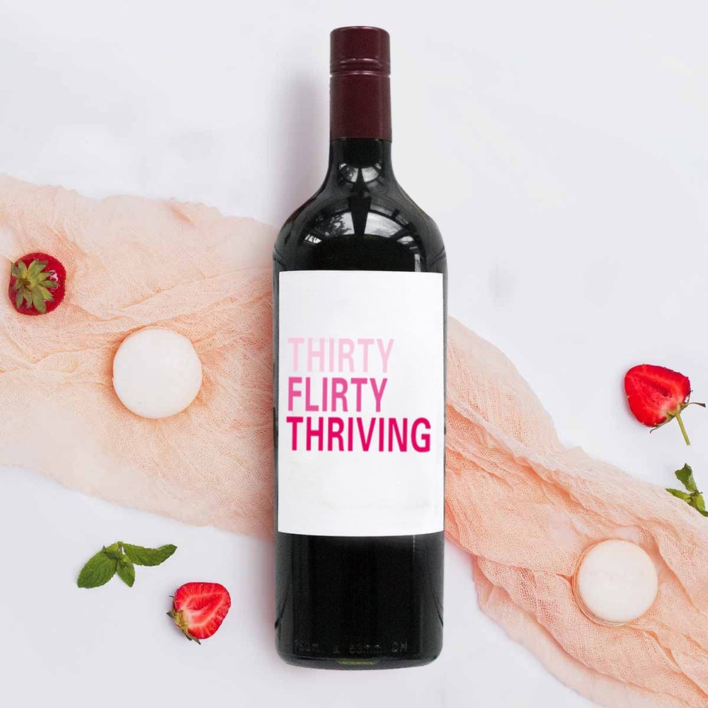 30th Birthday Wine Bottle Label,Funny Cute Wine Label Gift Ideas Bar Cart Thirteen Going on 30 for Women