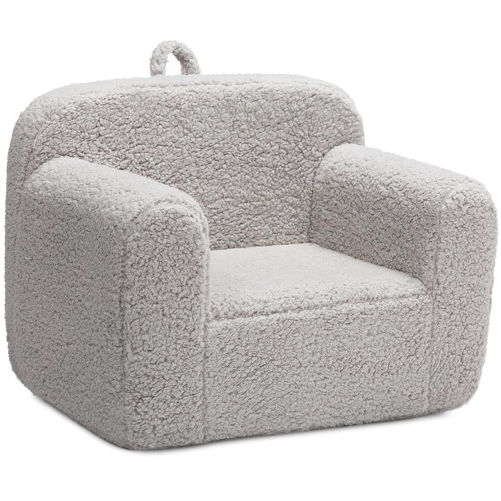 ALIMORDEN Kids Ultra-Soft Snuggle Foam Filled Chair, Toddler Cuddly Sherpa Reading Couch for Boys and Girls, Light Grey