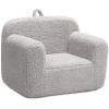 ALIMORDEN Kids Ultra-Soft Snuggle Foam Filled Chair, Toddler Cuddly Sherpa Reading Couch for Boys and Girls, Light Grey view 1
