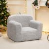 ALIMORDEN Kids Ultra-Soft Snuggle Foam Filled Chair, Toddler Cuddly Sherpa Reading Couch for Boys and Girls, Light Grey view 4