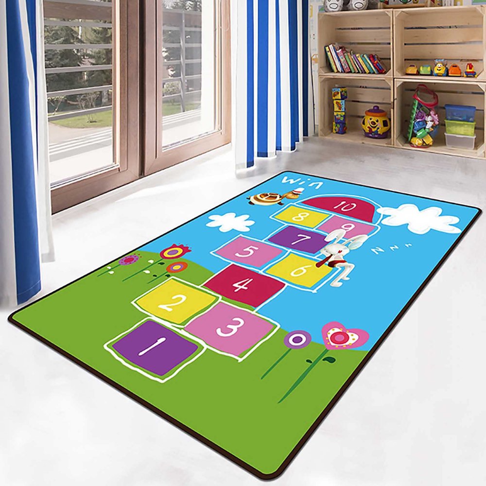 XQKXHZ Kids Carpet Play Mat, Kids Rugs for Playroom & Kid Bedroom, Soft Non Slip Room Decor Rug, Kids Hopscotch Floor Rug, Educational Learning Carpet, Funny Children Area Rug,130x190cm