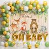 Ecomore Woodland Baby Shower Party Supplies Boy Girl Gender Reveal Decorations 247 PCS Forest Animal Birthday & Disposable Dinnerware Set (25 Guest) with Paper Plates Cup Backdrop Balloon Garland Kit view 4