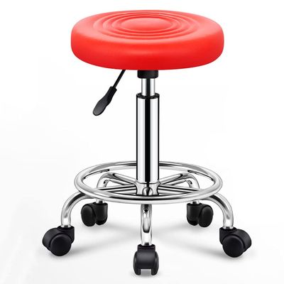 ilifehome Drafting Stool Bar Stool with Wheels, Adjustable Swivel Barstools Backless for Kitchen Counter, Work Stool SPA Barber Stool, Black/White/Blue/Orange/Red(seat Height 47-62cm)