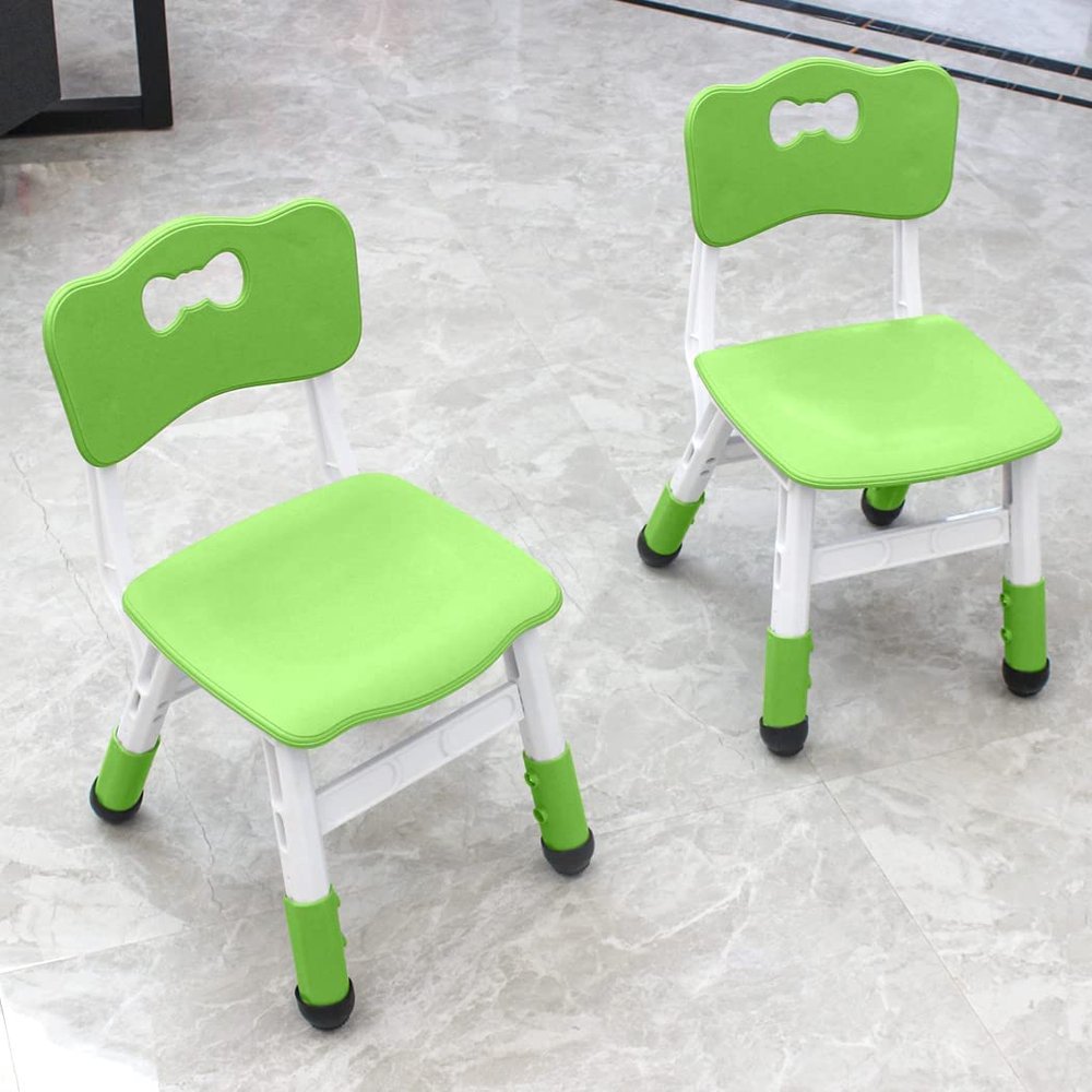 Adjustable Kid Chairs Indoor 3 Level Adjustable Suitable for Children Age 2-6. Maximum Load-Bearing 220LBS Suitable for Family Classroom and Nursery Child Seat Set (2-Pack-Green)