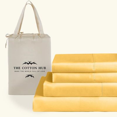 Grand King Size 4-Piece Sheet Set - Hotel Luxury 400-Thread-Count Egyptian Cotton Extra Soft Bed Sheets - Deep Pocket fits up to 18-21 inch Mattress (Solid, Gold)