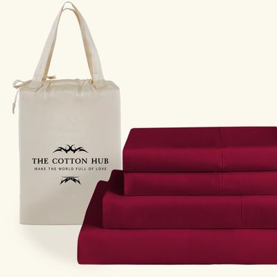 Grand King Size 4-Piece Sheet Set - Hotel Luxury 400-Thread-Count Egyptian Cotton Extra Soft Bed Sheets - Deep Pocket fits up to 18-21 inch Mattress (Solid, Burgundy)