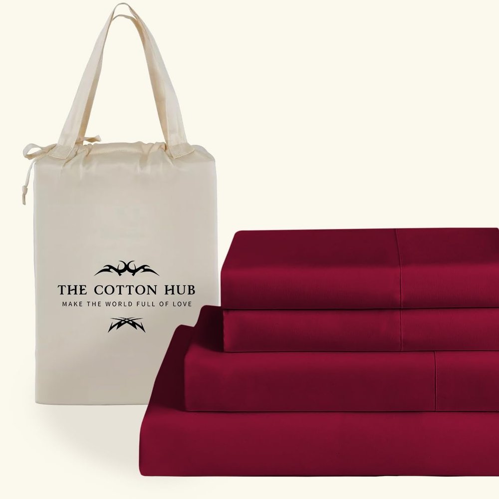 Alaska King Size 4-Piece Sheet Set - Hotel Luxury 400-Thread-Count Egyptian Cotton Extra Soft Bed Sheets - Deep Pocket fits up to 18-21 inch Mattress (Solid, Burgundy)