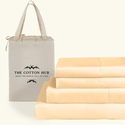 Grand King Size 4-Piece Sheet Set - Hotel Luxury 400-Thread-Count Egyptian Cotton Extra Soft Bed Sheets - Deep Pocket fits up to 18-21 inch Mattress (Solid, Beige)