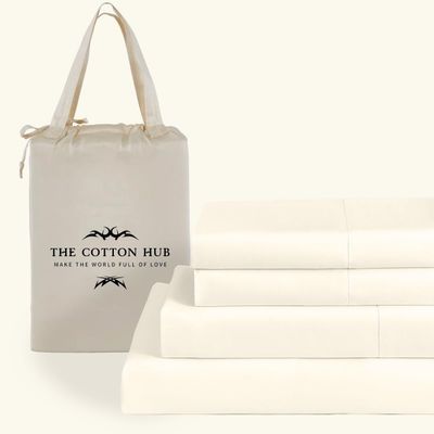 Grand King Size 4-Piece Sheet Set - Hotel Luxury 400-Thread-Count Egyptian Cotton Extra Soft Bed Sheets - Deep Pocket fits up to 18-21 inch Mattress (Solid, Ivory)
