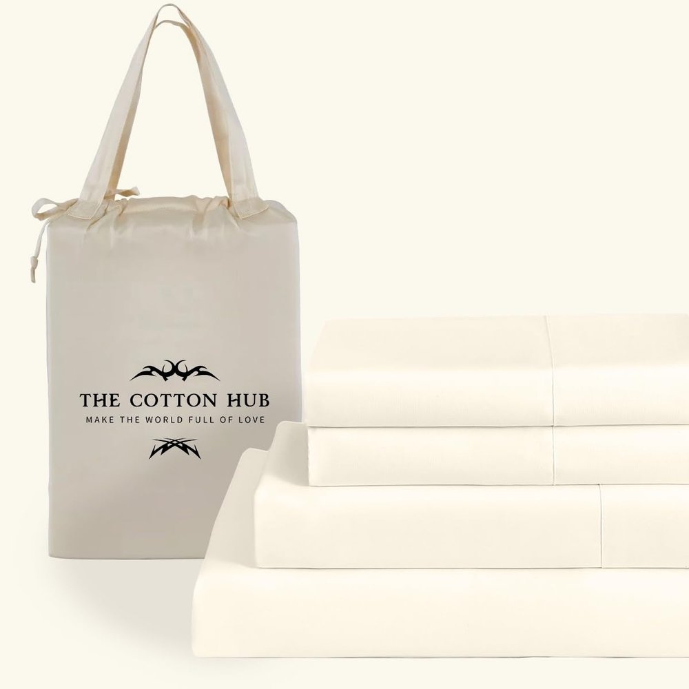 Alaska King Size 4-Piece Sheet Set - Hotel Luxury 400-Thread-Count Egyptian Cotton Extra Soft Bed Sheets - Deep Pocket fits up to 18-21 inch Mattress (Solid, Ivory)
