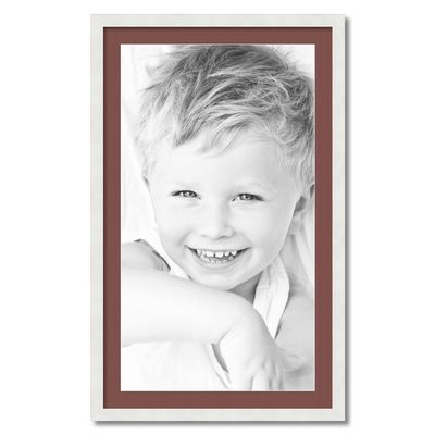 ArtToFrames 19x34 inch Satin White Frame Picture Frame with 2 Inch Single Brique Mat, SingleMat-FRBW26074-19x34-760